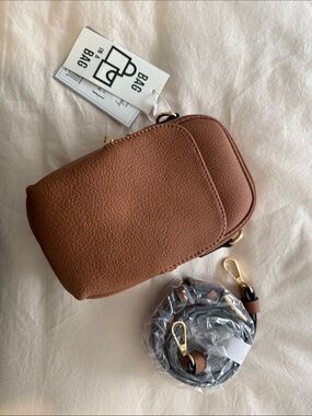 Brown Pebbled Crossbody Phone Bag with Removable Strap